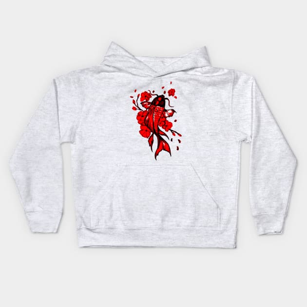 Red Koi Carp Kids Hoodie by ZeichenbloQ